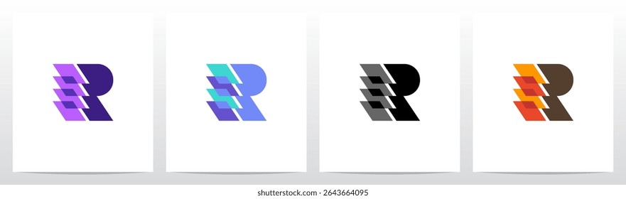 Quadrado Retângulo Camada Transparente Empilhado na Letra Design do Logotipo Inicial R