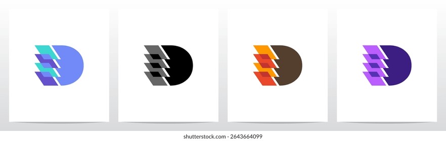 Square Rectangle Layer Transparent Stacked on Letter Initial Logo Design D