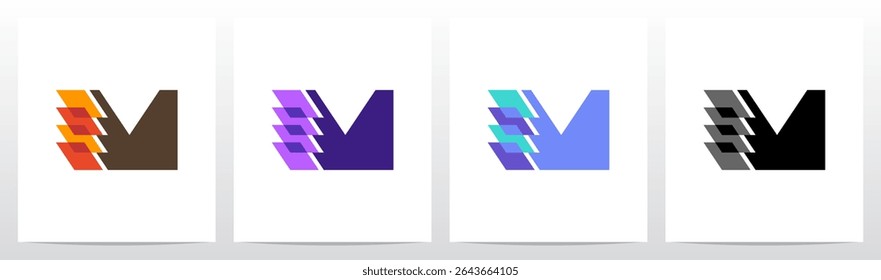 Square Rectangle Layer Transparent Stacked on Letter Initial Logo Design M
