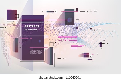Square, rectangle, lines, dots - combination of different geometric shapes, creative vector design
