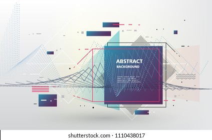 Square, rectangle, lines, dots - combination of different geometric shapes, creative vector design