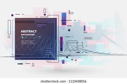 Square, rectangle, lines, dots - combination of different geometric shapes, creative vector design