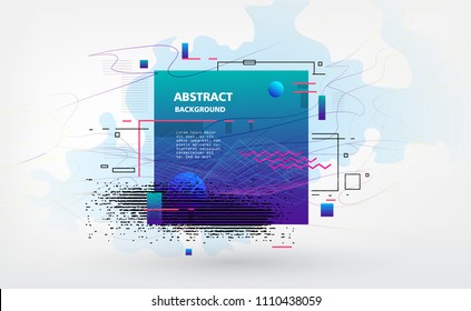 Square, rectangle, lines, dots - combination of different geometric shapes, creative vector design
