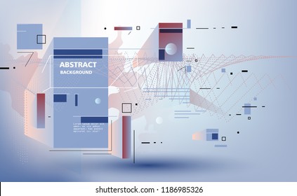 Square, rectangle, lines, dots - combination of different geometric shapes, creative vector design