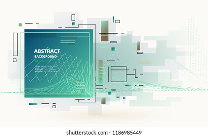Square, rectangle, lines, dots - combination of different geometric shapes, creative vector design