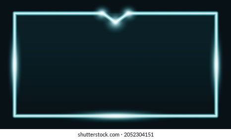 Square rectangle picture frame with cyan neon