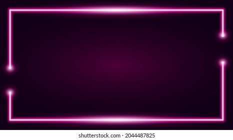 Square rectangle picture frame with two tone pink neon