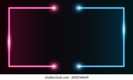 Square rectangle picture frame with two tone purple and blue neon