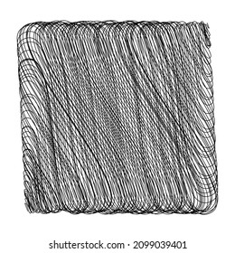 Square, rectangle scribbling, sketchy, sketch doodle lines element. Random wavy, billowy, waving lines 