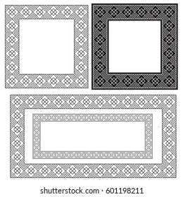 Square and rectangular black and white frames, geometric pattern. 