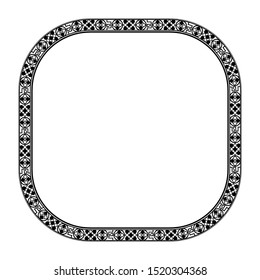 square or rectangular frame, classic or retro style frame art with solid black, vintage frame with isolated white background.