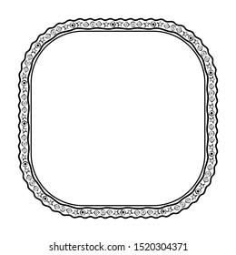 square or rectangular frame, classic or retro style frame art with solid black, vintage frame with isolated white background.