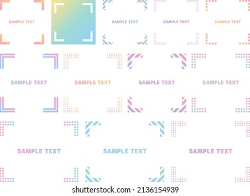 Square and rectangular frame set with gradient color decorations at the four corners