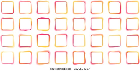 Square rectangular frame with two color neon motion graphics on isolated transparent background in PNG and vector format. Blank copy space in the middle.	
