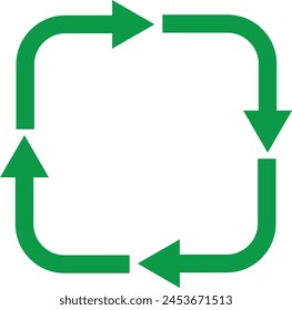 Square recycle symbol isolated on white background . Rotating arrow recycle icon vector