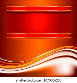 The square red Background and red banner with curves
