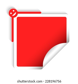 Square red blank sticker, bent corner creative design element