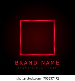 Square red chromium metallic logo