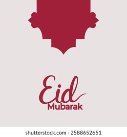 A square red color shape is coming down from the top and below it is written Eid Mubarak..must be vector illustration.