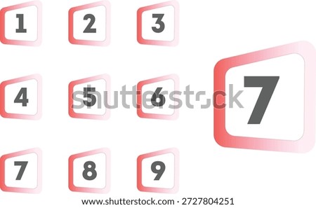 Square red gradient Bullet Point collection. Bullets and numbering