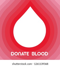 Square red layered background with a white drop in the center and text "Donate blood" at the bottom.
