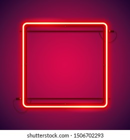 Square Red Neon Frame Makes It Quick And Easy To Customize Your Projects In Retro Style.