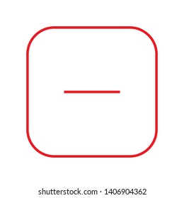 Square red thin line minus sign icon, button, remove, negative symbol isolated on white background