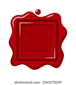 Square red wax seal with blots