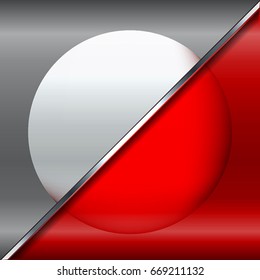 The square red-metallic background with circle