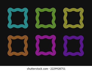 Square retro frames with colorful lines
