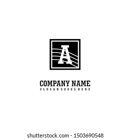 square retro vintage A logo letter simple design concept.