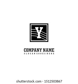 square retro vintage logo letter Y simple design concept.
