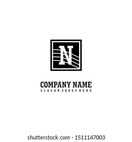 square retro vintage N logo letter simple design concept.