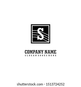 square retro vintage S logo letter simple design concept.