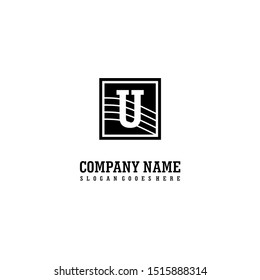 square retro vintage U logo letter simple design concept.