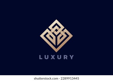 Square Rhombus Logo Abstract Design Linear Outline Luxury Style Vector Template.