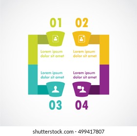 Square ribbon strategy step of infographics elements for layout set business.