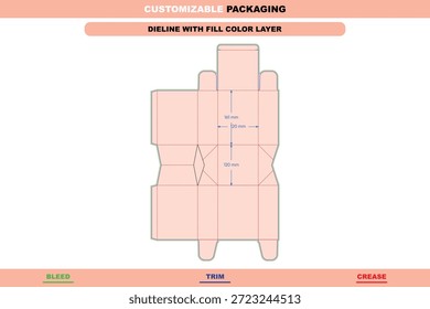 Square rigid box with lid dieline featuring polygon inspired structure designed for premium product display accurate folding and professional packaging layout