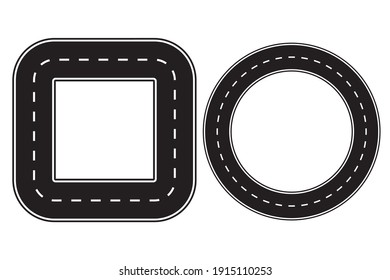 Square road. Circle road. Path shapes. Motion concept. Vector abstract background. Abstract set with road. Stock image. EPS 10.