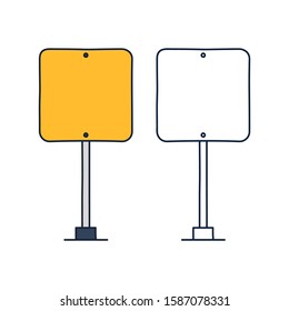 Square Road traffic sign vector icon in outline doodle style. Blank board with place for text Isolated on white information sign Vector illustration