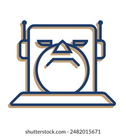 Square robot head with angry expression. icon or logo. outline style design. suitable for artificial intelligence, cyborgs, brands, etc. vector design template
