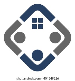 square and roof logo vector. community people logo.