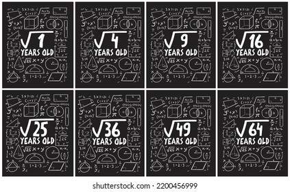 Square Root 1 from 8 years Birthday T-Shirt Bundle