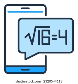 Square Root of 16 on Smartphone Screen vector Mathematics Science concept blue icon or design element