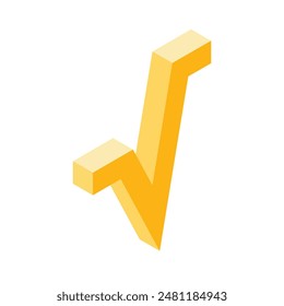 square root 3d icon yellow color