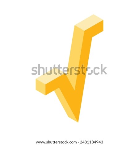 square root 3d icon yellow color