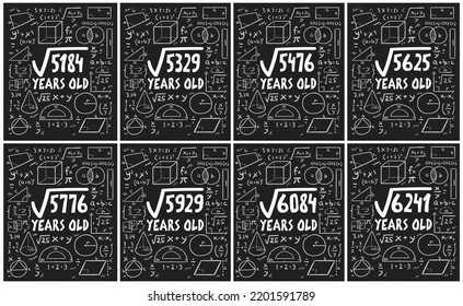 Square Root 73 from 80 years Birthday T-Shirt Bundle