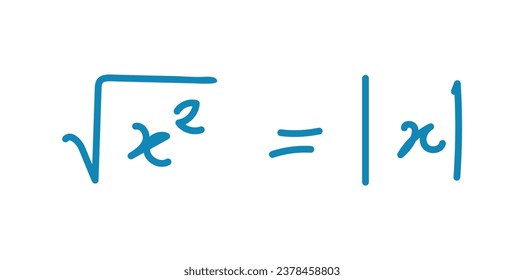 Square root and absolute value formula. Mathematics resources for teachers and students. Scientific doodle handwriting concept.