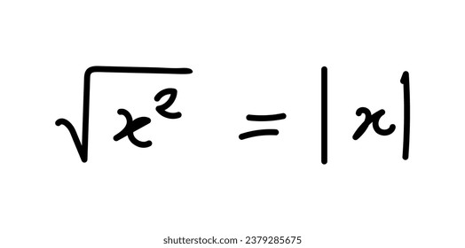 Square root and absolute value formula. Mathematics resources for teachers and students. Scientific doodle handwriting concept.