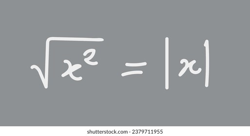 Square root and absolute value formula. Mathematics resources for teachers and students. Scientific doodle handwriting concept.